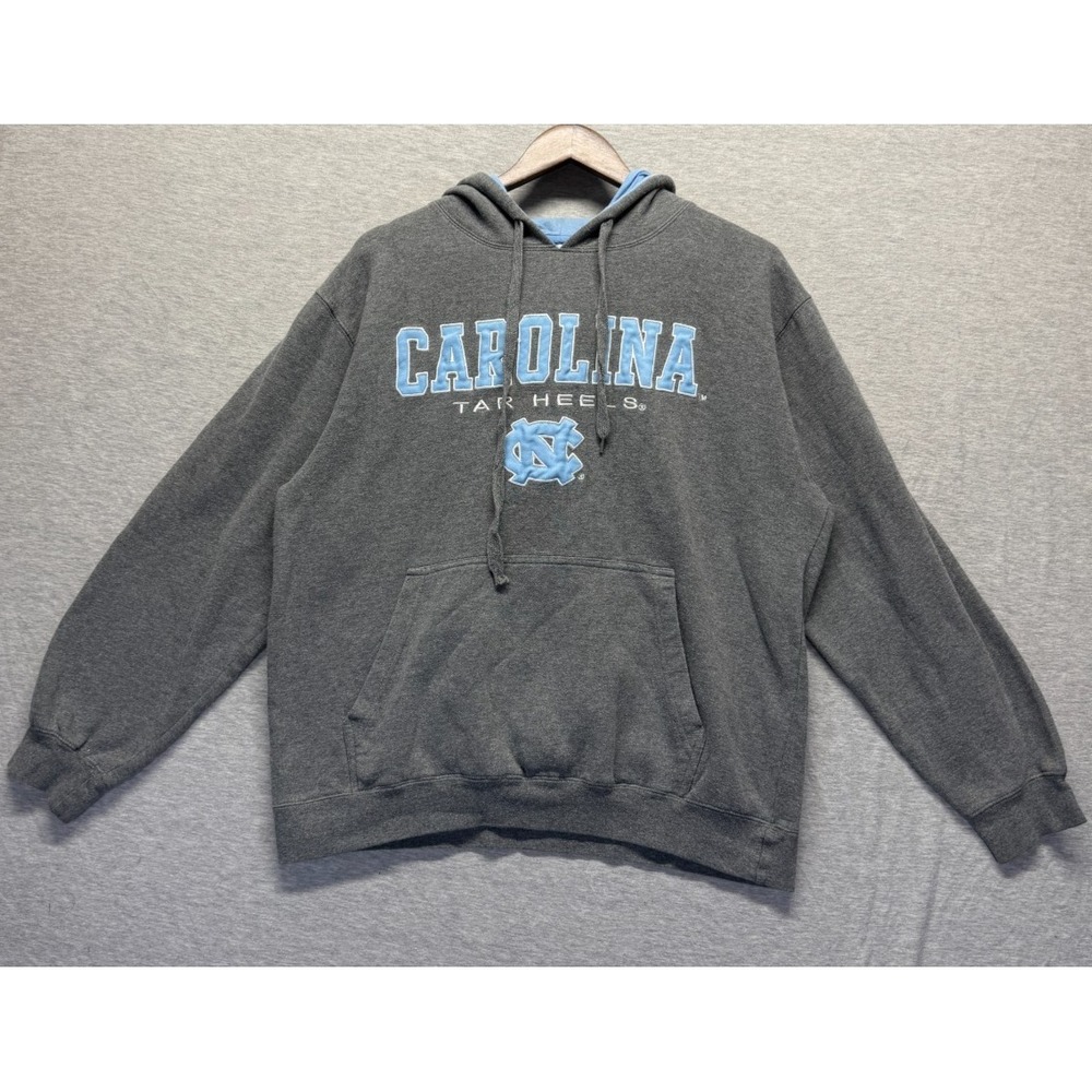North Carolina Tar Heels Hoodie Mens Large Gray Blue E5 Basketball NCAA Logo